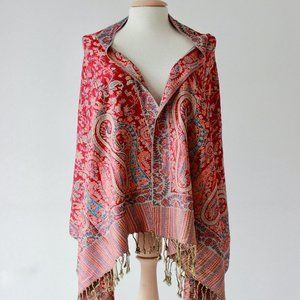 Red Blue Paisley Pashmina Scarves for Women Bridesmaids Gifts Winter Shawl Wrap